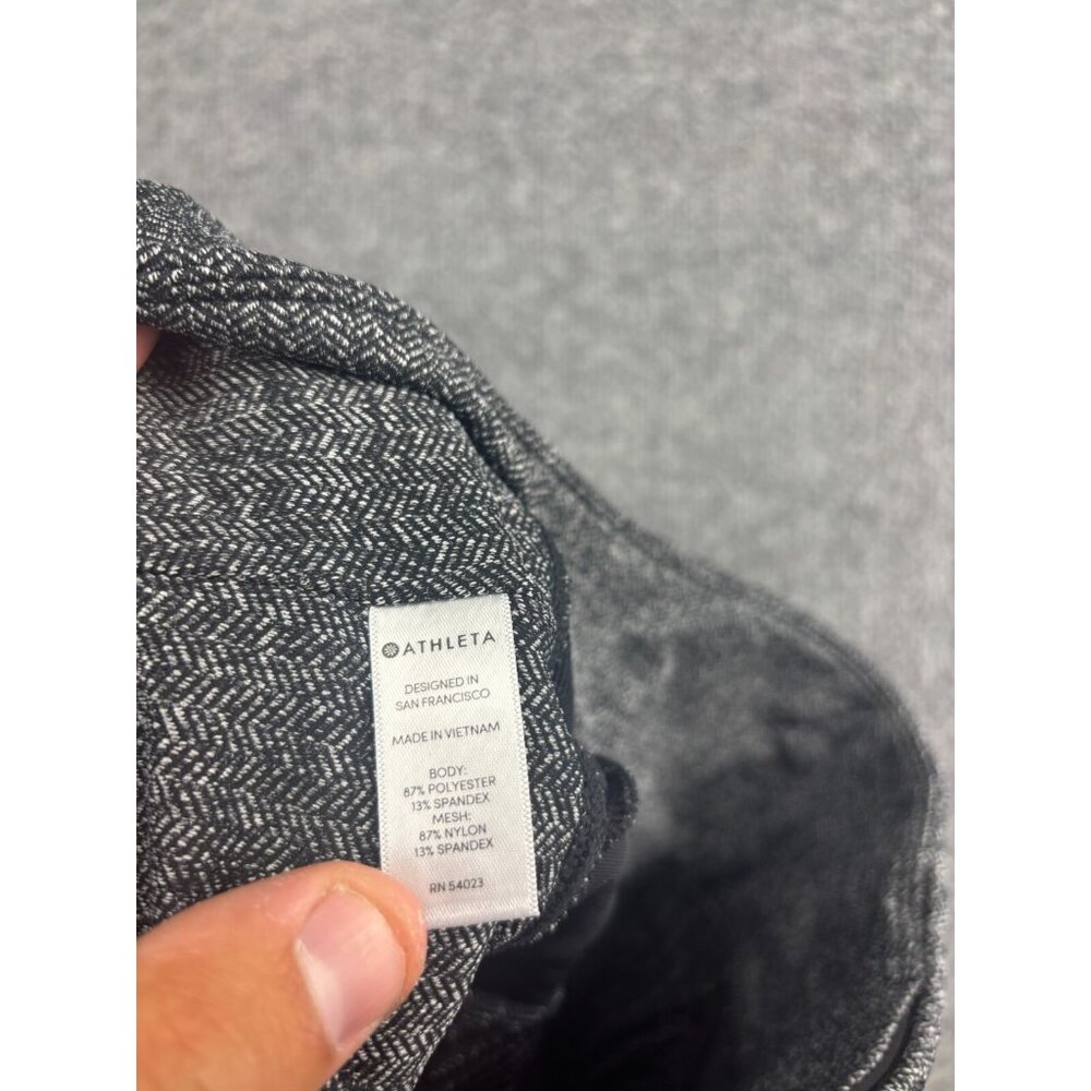 Athleta Tight Crop Pants Leggings Women's XS Black White 2 Zip Pockets Slit Hem - Picture 8 of 8
